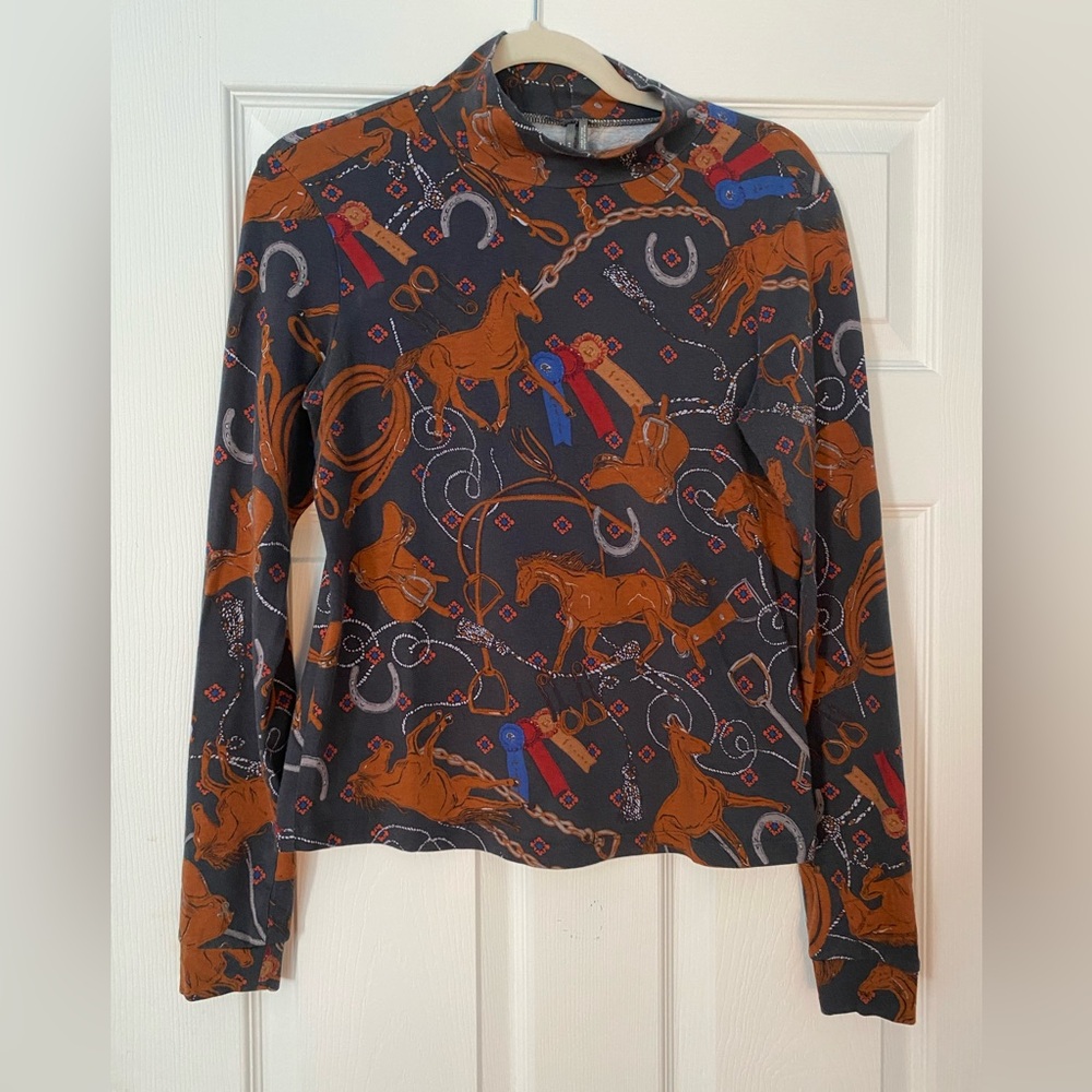 Anthropologie Horse and Horseshoe Print Top - Picture 2 of 4